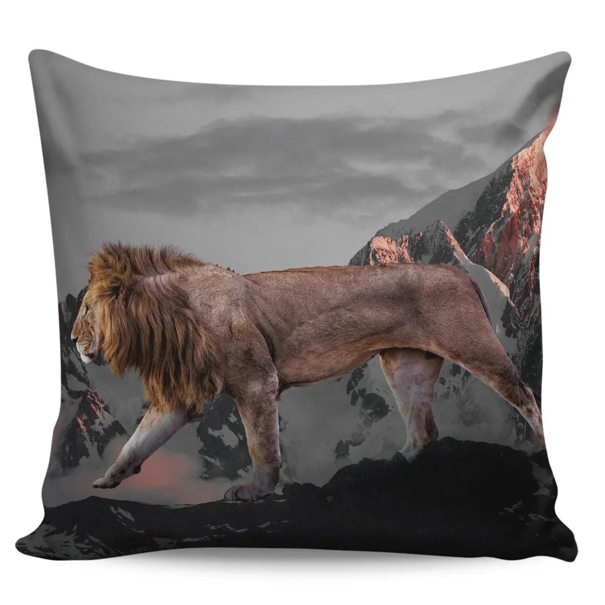 

Рычащий Лев Черная Наволочка Принт Декоративная Наволочка Наволочка для Подушки Домашний Текстиль Наволочка для Постельной Подушки 66x66cm