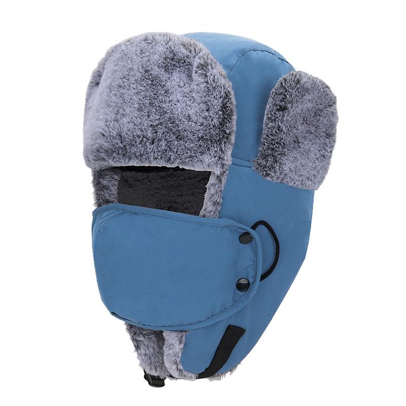 Men's and women's hats outdoor winter cycling ear protection cold protection thickened imitation rabbit fur warm ski hat