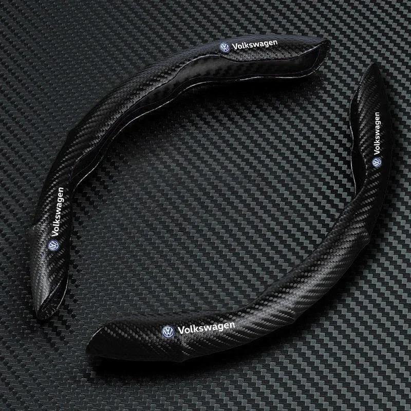 

For VW Hot 2025 New Carbon Fiber Car Steering Wheel Cover Left+Right Non-Slip Steering Cover Protector For Volkswagen Sagitar Po