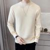 Maglione da uomo a collo tondo, vestibilità slim, in jacquard europeo di tendenza, finto visone e cashmere