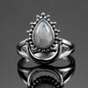 New Vintage CopperJewelry Finger Rings For Men Women 7x9MM Water Drop Natural Moonstones Weeding Anniversary Party Gifts