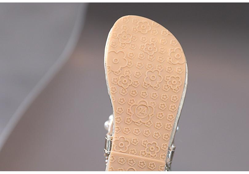 2023 Summer Korean Style Soft Sole Non-Slip Beaded Princess Sandals for Girls