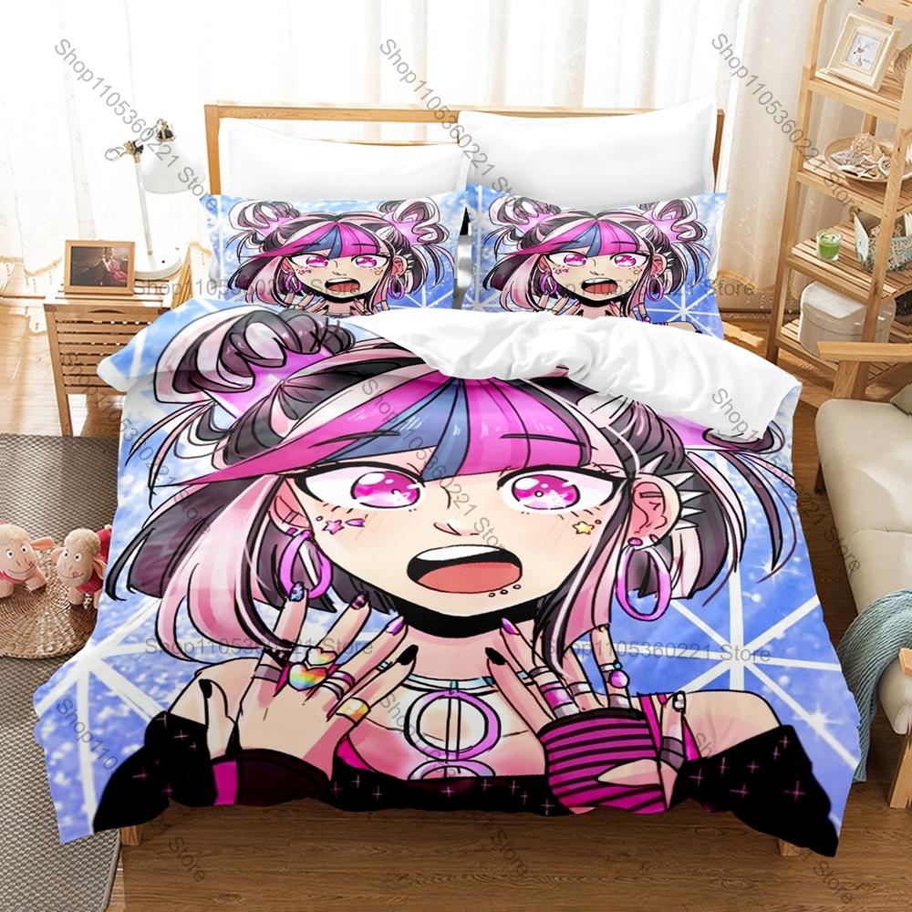 Danganronpa 2 Ibuki Mioda Bedding Set, Duvet Cover & 2 Pillowcases, Punk Rock Character Pattern Breathable All Season