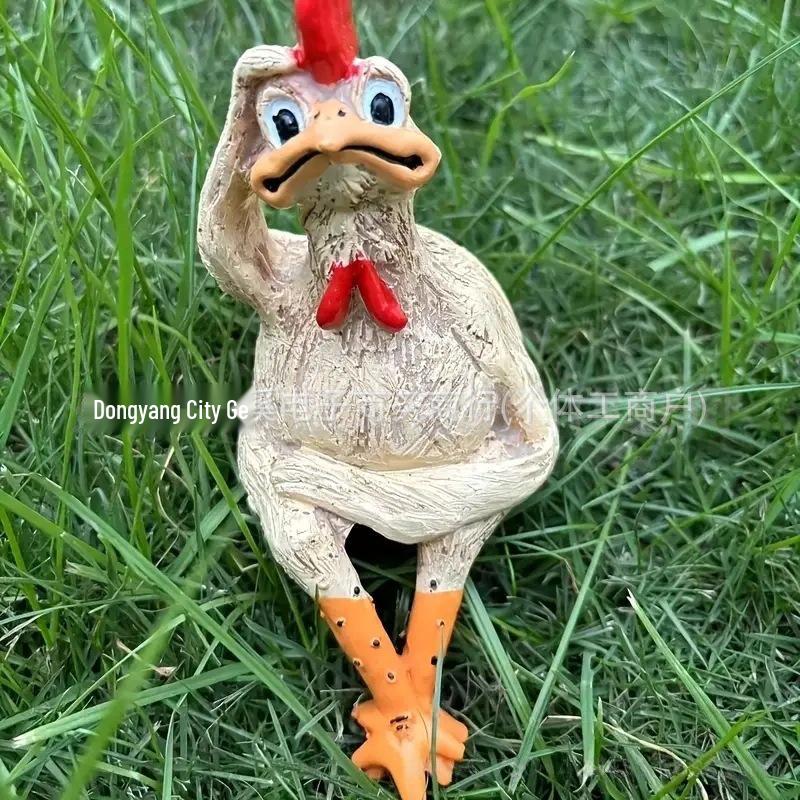 Dazed Chicken Trio Easter Statues - Resin Yard Decorations