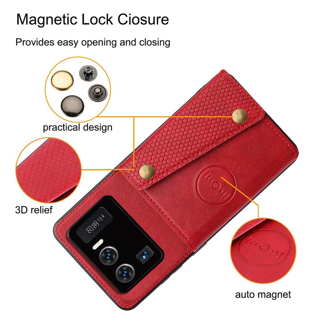 PU Leather Wallet Phone Case for Xiaomi 11 Ultra Multiple Card Slots Dual Metal Button Closure Shockproof Full‑Body Protective Cover
