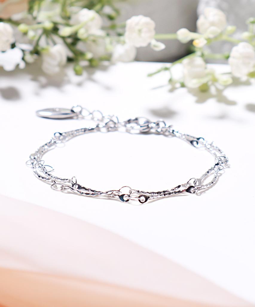 Polalita Wave Texture Double Chain Bracelet (Plt-Br-123_Sv)