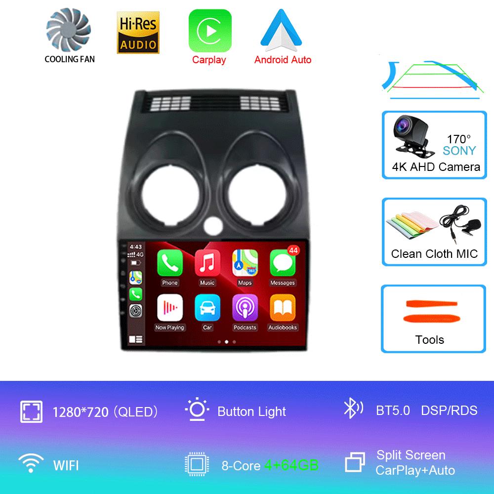 Car Radio For Nissan Qashqai Rogue 2008-2013 Android 14 Multimedia Player GPS Navigation Carplay Android Auto 4G WIFI