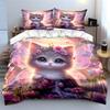Fairy Cat With Flowers, Dreamy Scene Printed Duvet Cover Set1 Duvet Cover+2 Pillowcasemulti Size Bedroom Bedding Decor