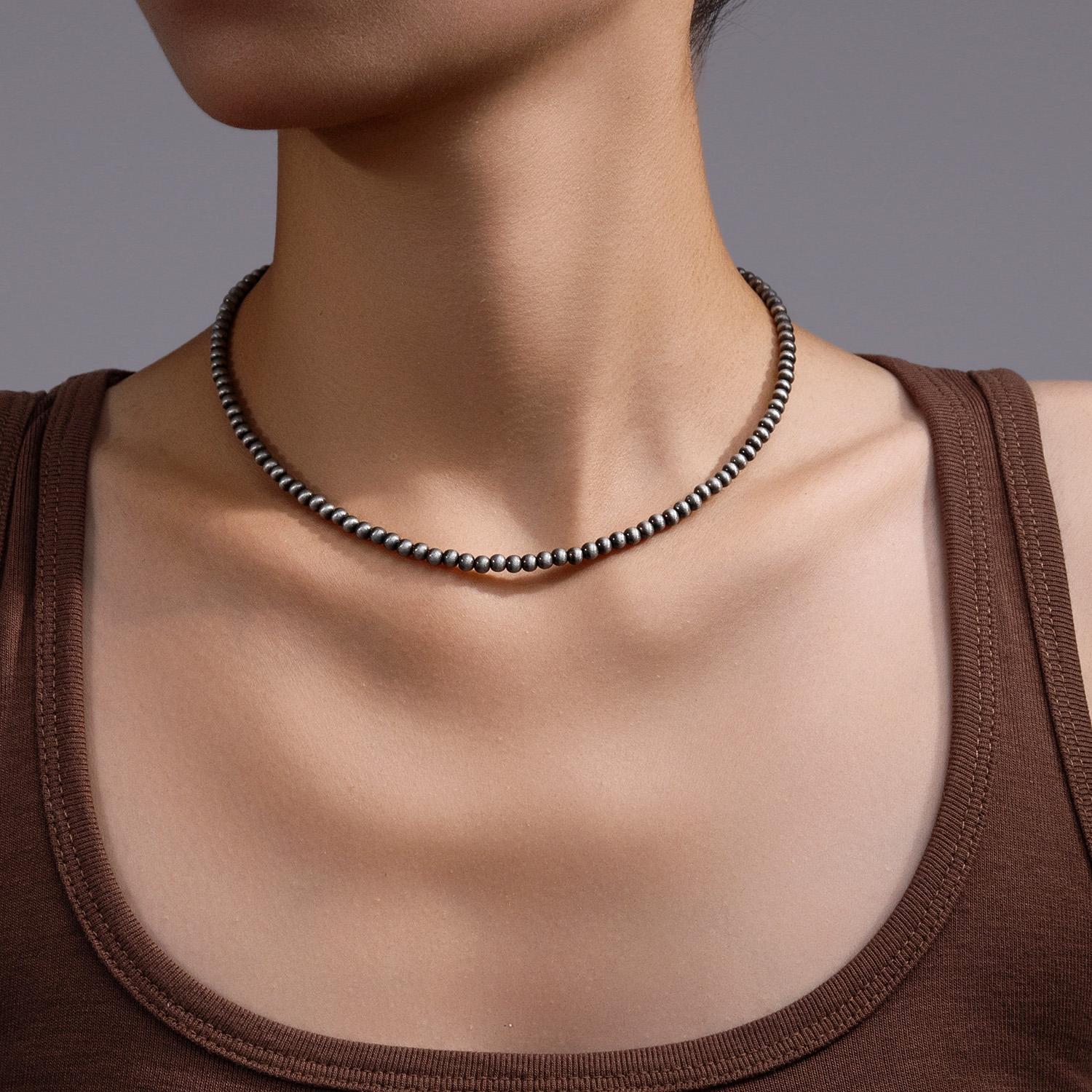 

Fashionable retro gradient brushed CCB size bead neck for women Navojo necklace, versatile for daily use