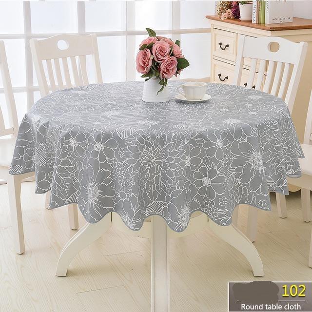 Flower Round Table Cloth Waterproof Pastoral Pvc Plastic Kitchen Tablecloth Oilproof Decorative Elegant Fabric Table Cover