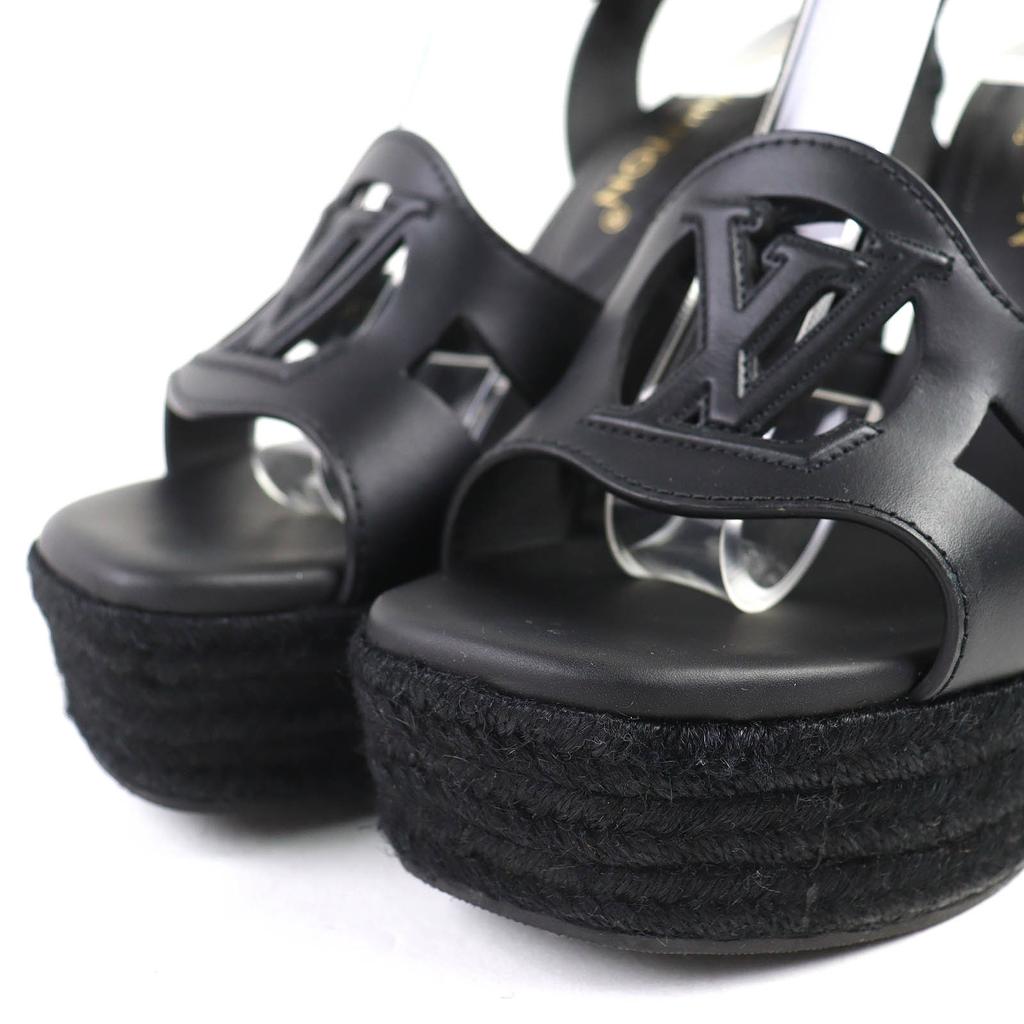 Ausgezeichnete LOUIS VUITTON Sandalen Knöchelriemen Espadrilles mit Keilabsatz 36.5 Gebraucht