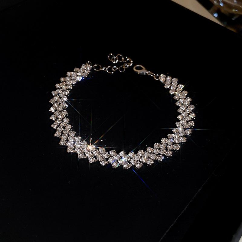 European and American full diamond splicing necklace choker collar Internet celebrity personality trend necklace fashion design sense collar