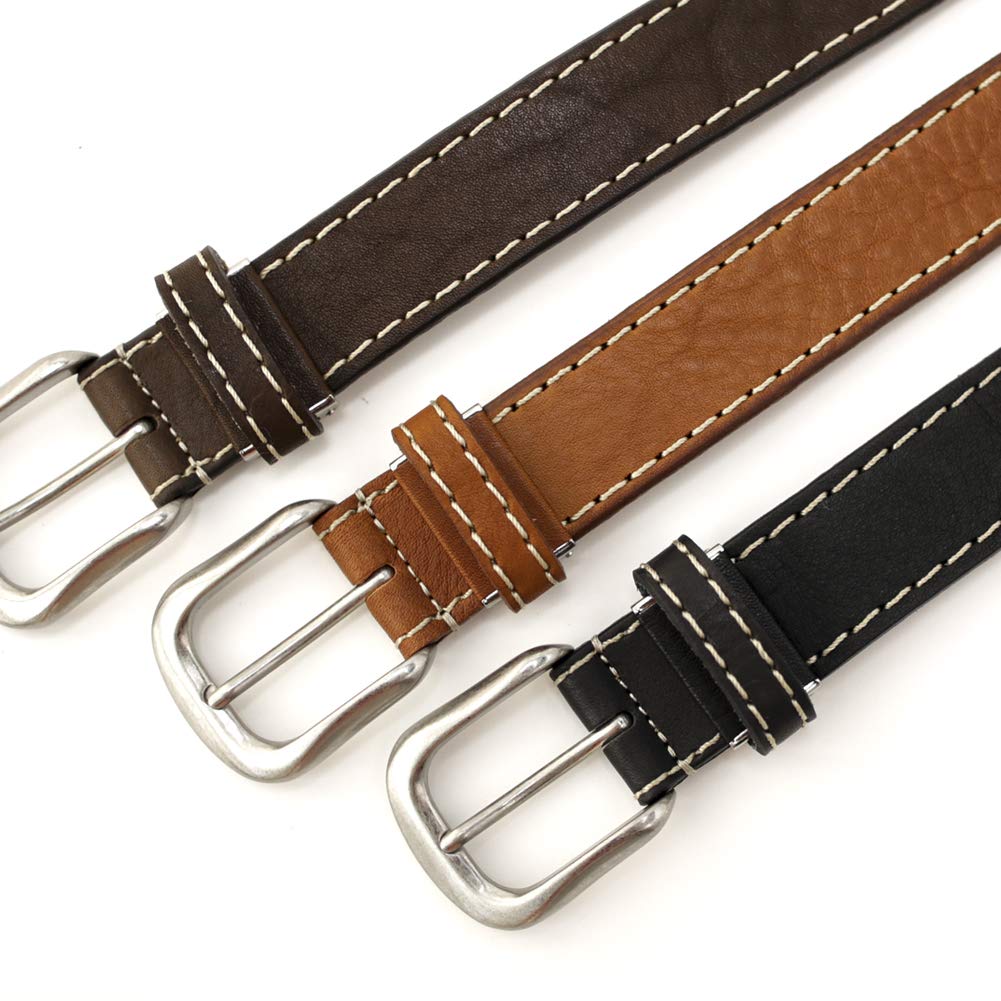 [Vincent Crafted] Tochigi Leather Stitch Leather Belt for Men, JAVIER, 35mm Wide, Made In Japan, Genuine Leather Belt, BusinessCasual,