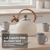 Stainless Steel Singing Tea Kettle | HeatResistant WoodGrain Handle, with Whistling