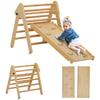 Kids' Wooden Climbing Set with Triangle Ladder and Two-Sided Ramp, for Children Aged 18-48 Months