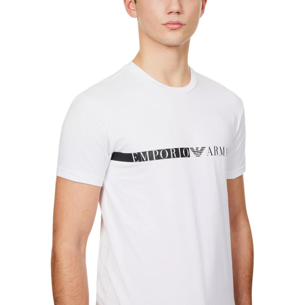 Emporio Armani FW22 Loose Fit Casual Logo Print Crew Neck Short Sleeve T-Shirt Men Tops White 111971-2F525-00010
