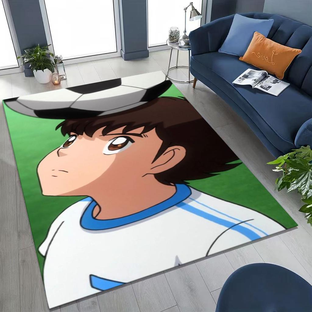 Captain Ozora Tsubasa Cartoon Football Rug for Bedroom Living Room Sofa Home Doormat Decor, Large Kids Play Non-slip Floor Mat