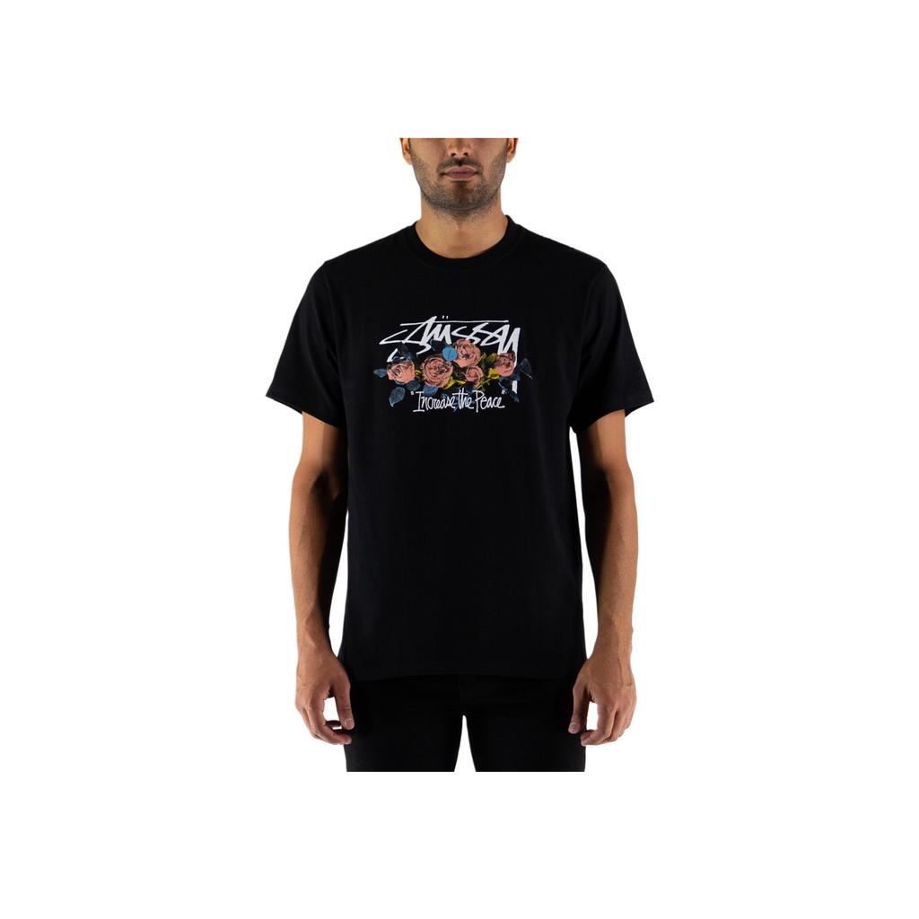 Stussy Letter Pattern Printed Round Neck Short Sleeve Pullover Vintage T-Shirt Men T-Shirt Black 1904574