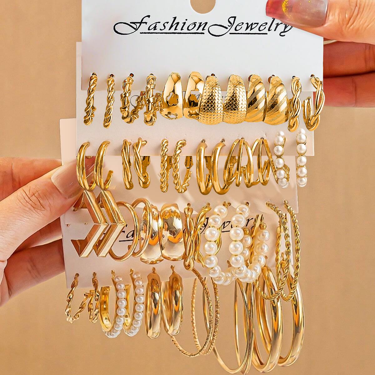 Temu Elegant Textured Circle Hoop Earrings for Women