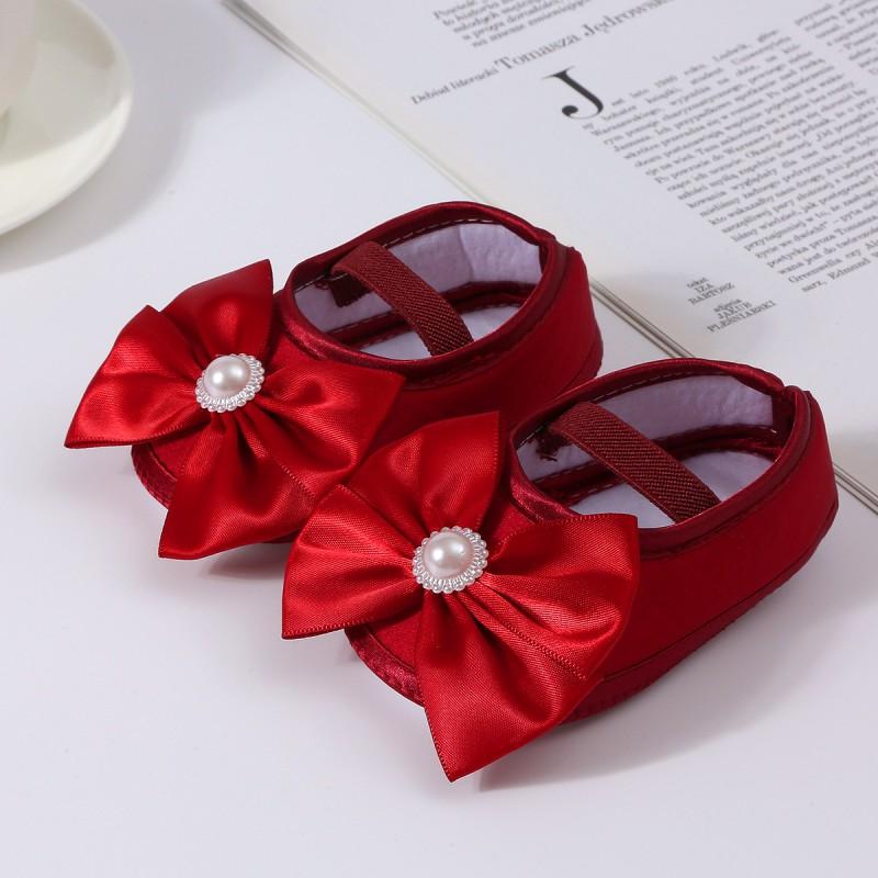Infant Shoes Bead Bowknot Decoration Baby Princess Shoes For 0-1 Year Old