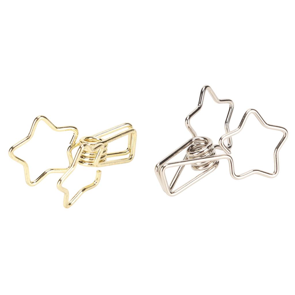 100 Pcs Cute  Clips Cartoon Star Shape Golden Silver Paper Clamps for Home School Office File 