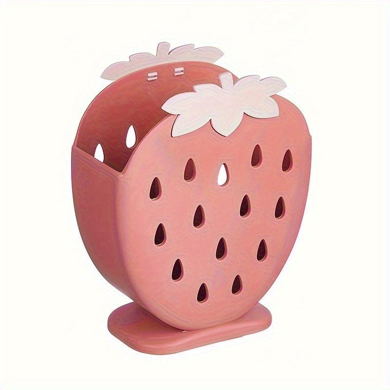 1pc Strawberry-shaped Kitchen Utensil Rack - Multifunctional Storage Box with Drainage