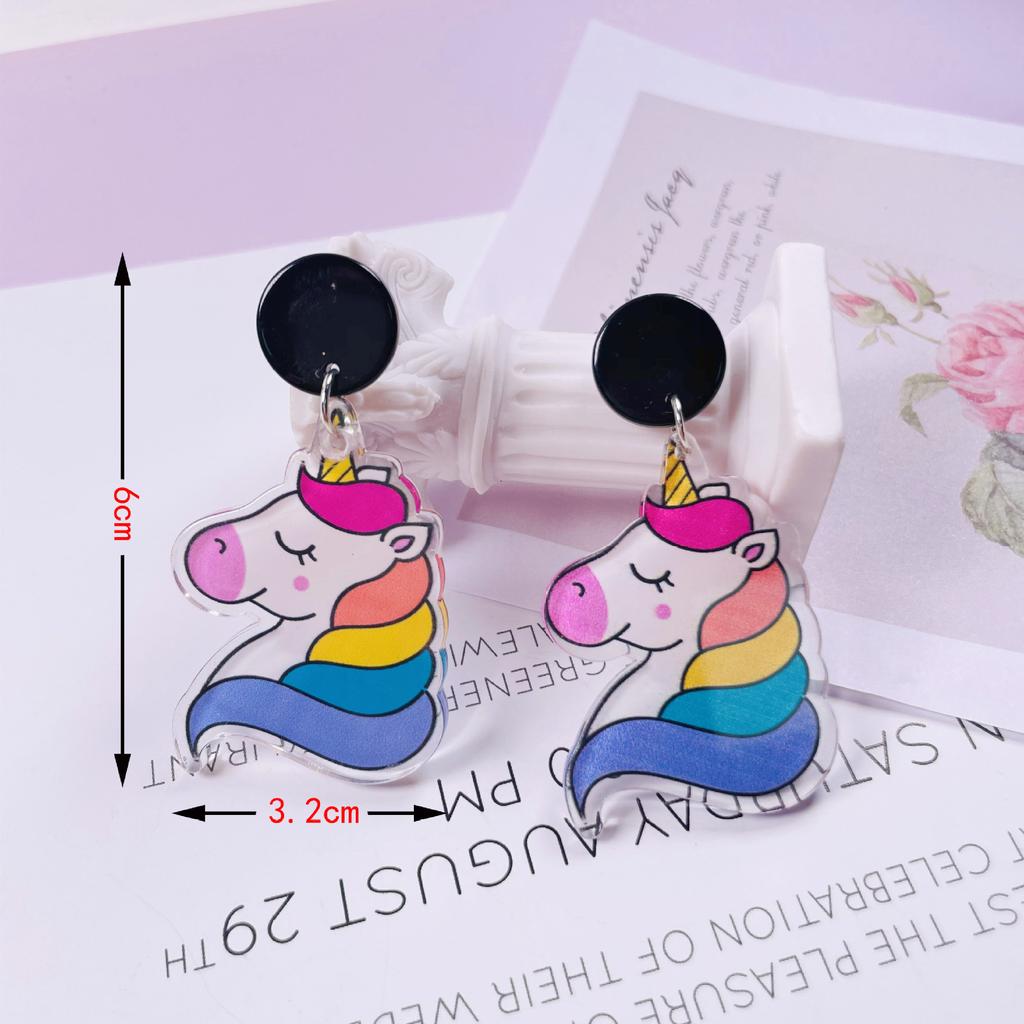 Summer Cute Fun Graffiti Transparent Acrylic Flower Earrings Women'S Simple Versatile Silver Needle Earrings Bow