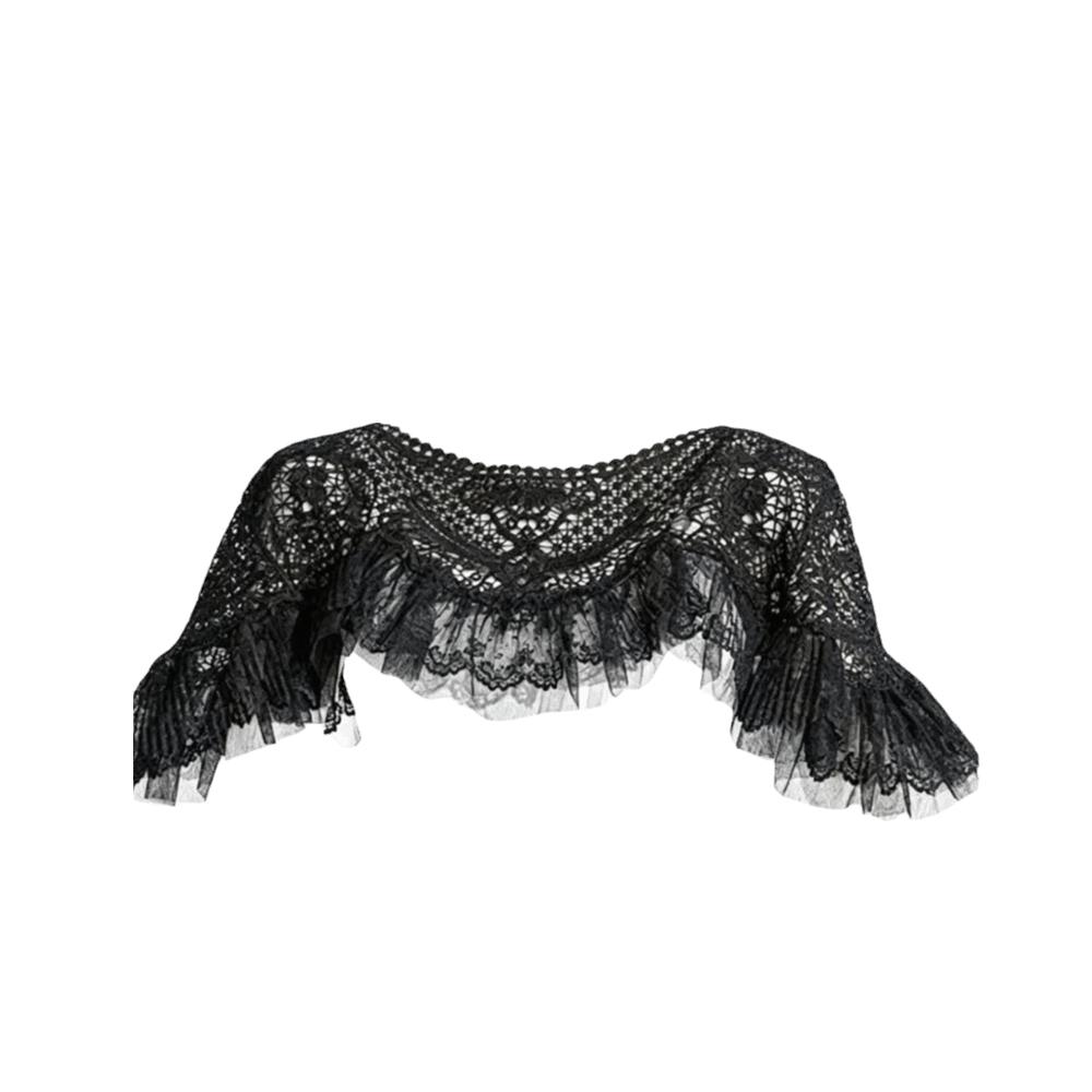Mesh Trim Cheongsam Crochet Tippet Lace Shawl Cape Coat New Hollow-Out Shawl  Parties чёрный