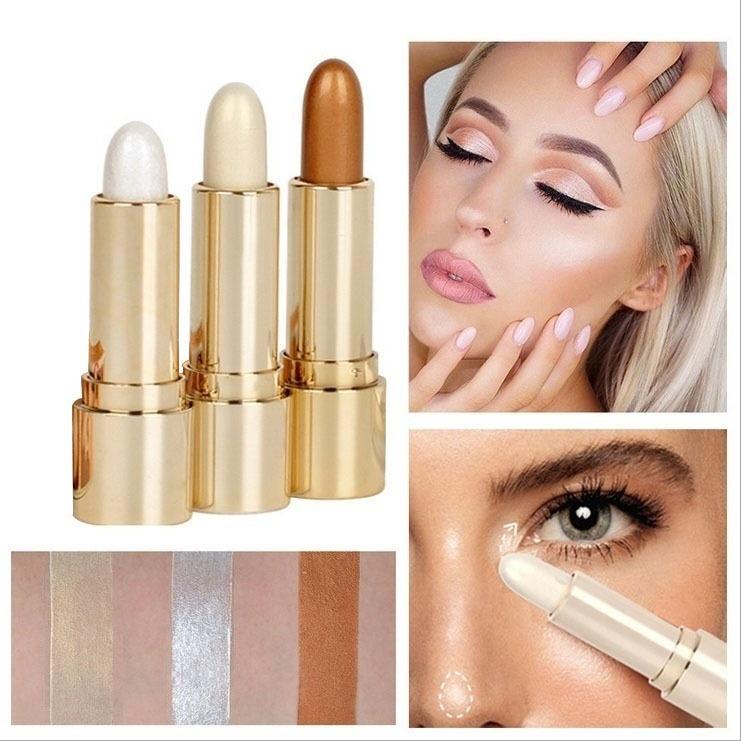 1Pc  Face Brightening Highlighter Stick Cosmetics Face Contouring Glitter Highlighter Stick Concealer Makeup Tool