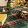 Christmas Plaid Pattern Tablecloth Pastoral Style Round Retro Luxury TableCloth with Tassel Holiday Party Table Cover Home Decor