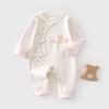 Newborn Baby Kimono Romper, Cotton Seamless Infant One Piece Outfit, Long Sleeve Butterfly Style Crawling Pajamas for Spring Autumn