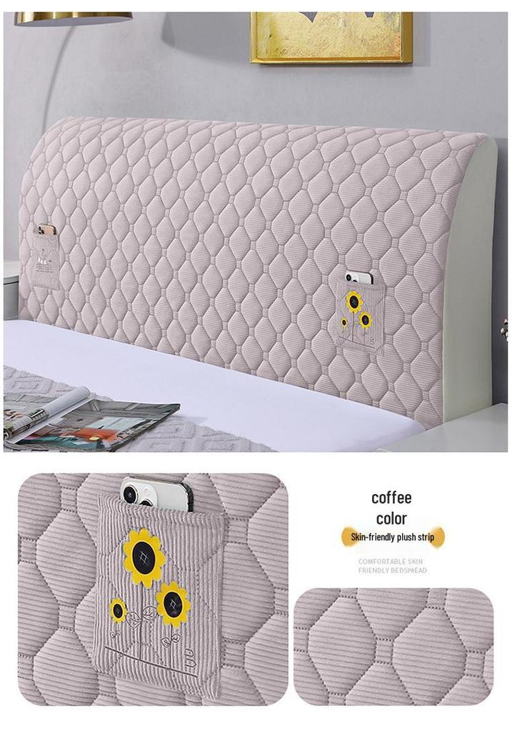Modern Quilted Corduroy Upholstered Headboard Cover with Backrest
