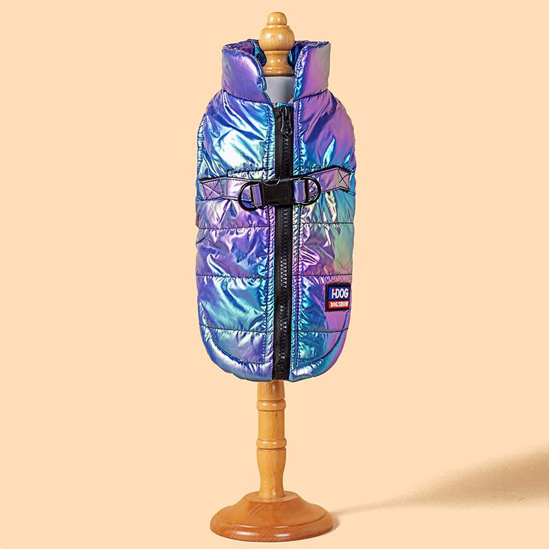 

Waterproof reflective gradient color vest with fleece lining for warmth, pet clothing with reflective design for Bichon dogs L синій