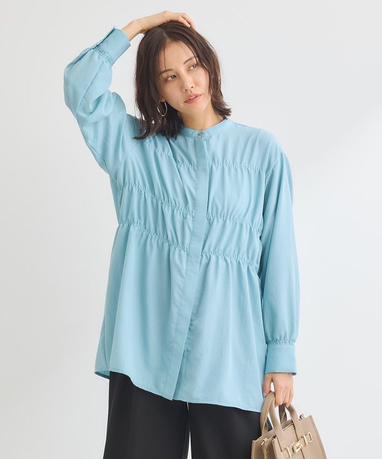 Casual shirred shirt tunic for blue [Green Parks] women,