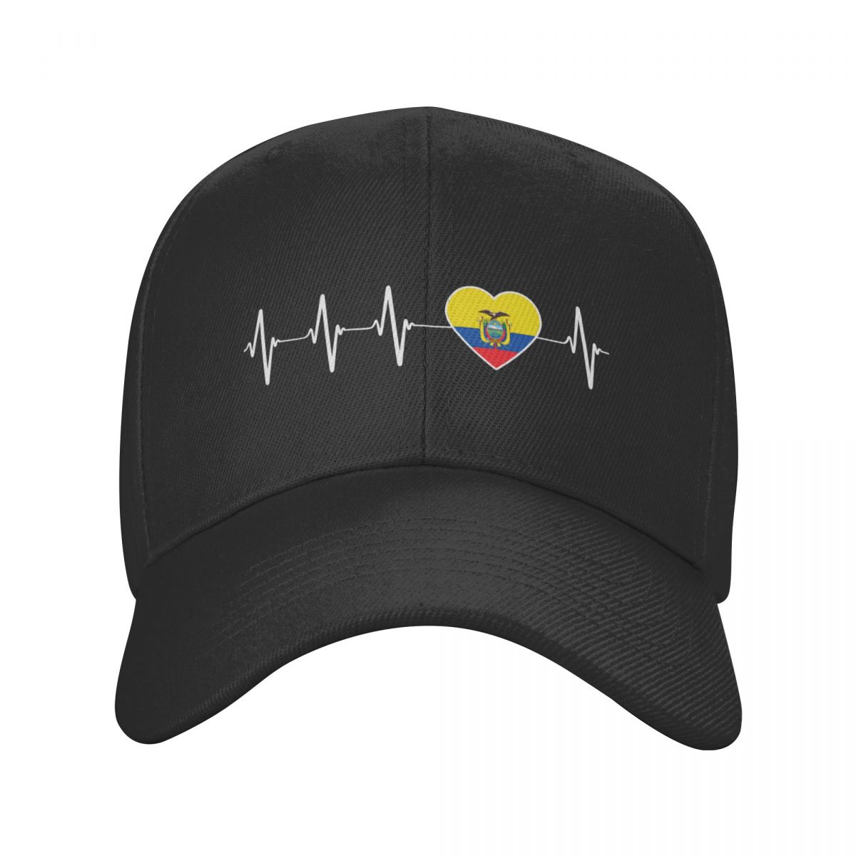 

Custom Heartbeat Ecuador Flag Baseball Cap Unisex Women Breathable Ecuadorean Proud Dad Hat Outdoor Snapback Caps