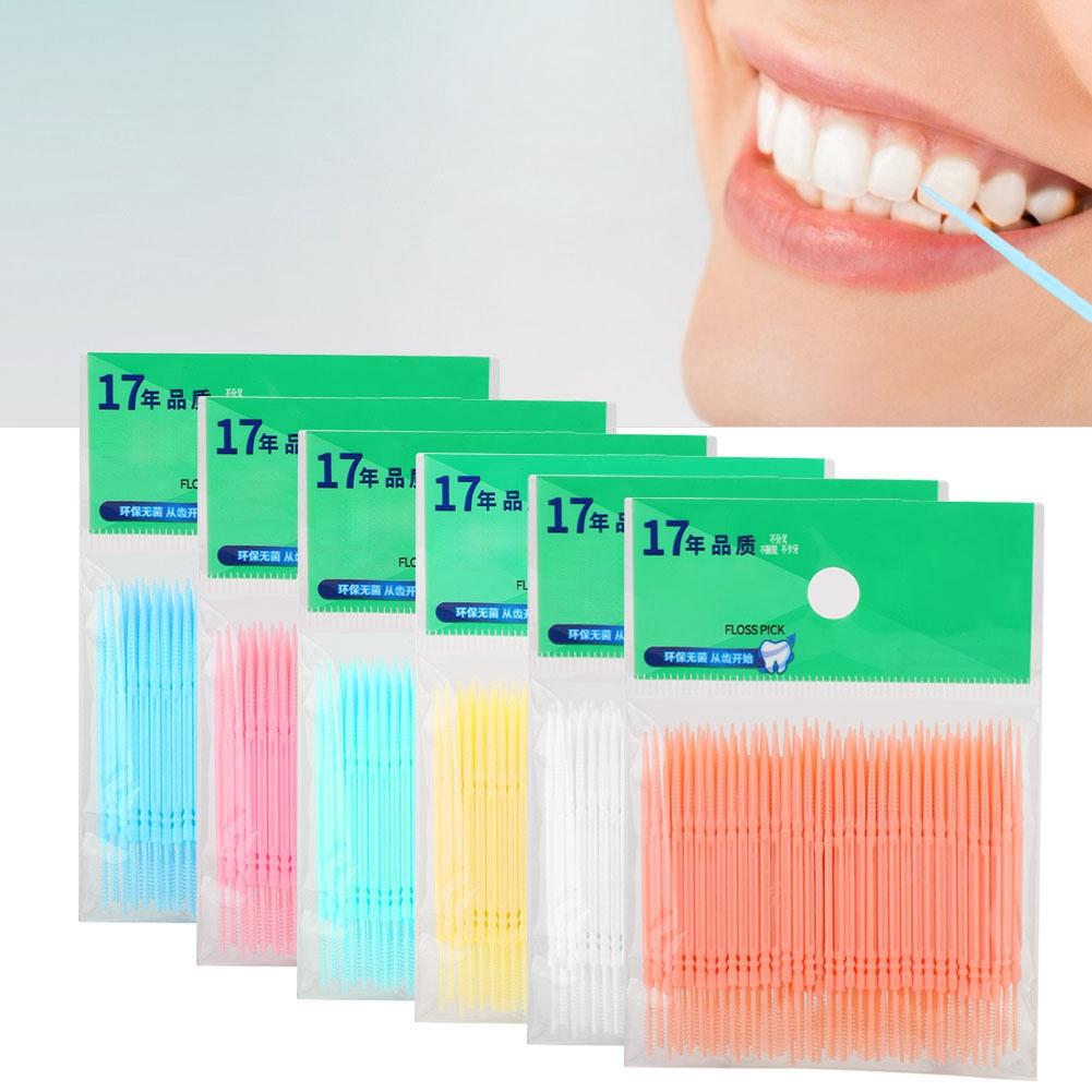 100pcs Bag Double Head Teeth Cleaning Toothpick Oral Care Floss Pick Toothpick