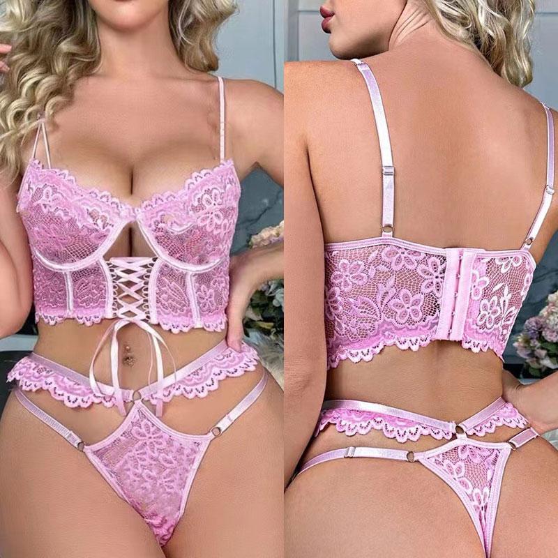 Plus Size Fee BH-Sets Erotische Unterwäsche Transparent Durchsichtige Spitze Dessous Bodysuits Slips Sex Kleidung