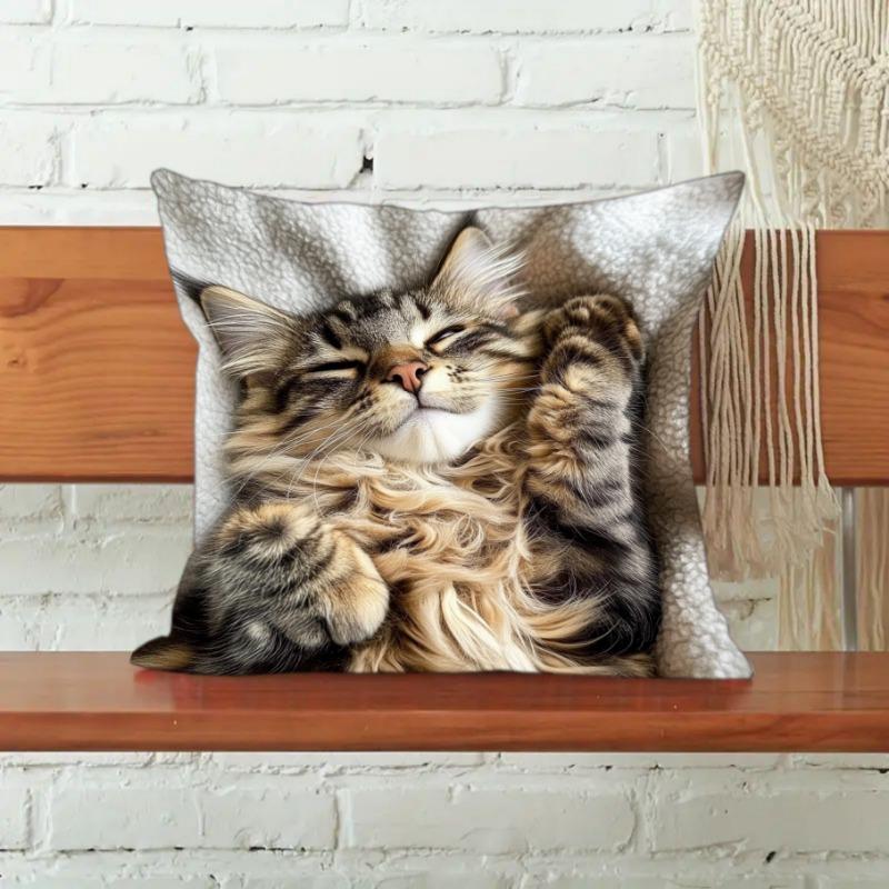 Charming Cat Design Cushion Covers Chair Living Room Pillowcase Cozy Zipper Sofa Pillow Covers Animal Bedroom Indoor Home Decor
