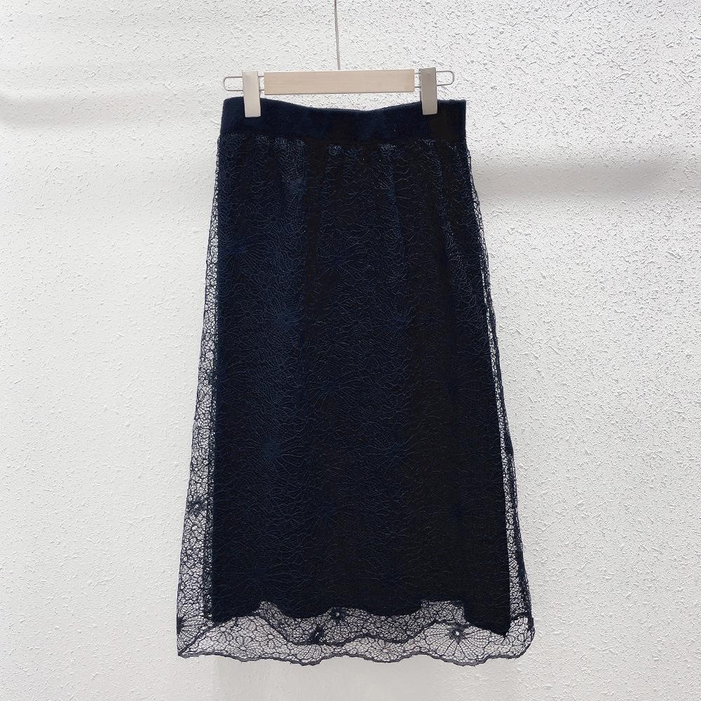 

Юбка из кружева Temperament Hollow Lace, женская новая двухслойная тонкая юбка А-образной формы, популярная юбка one size fits all чёрный