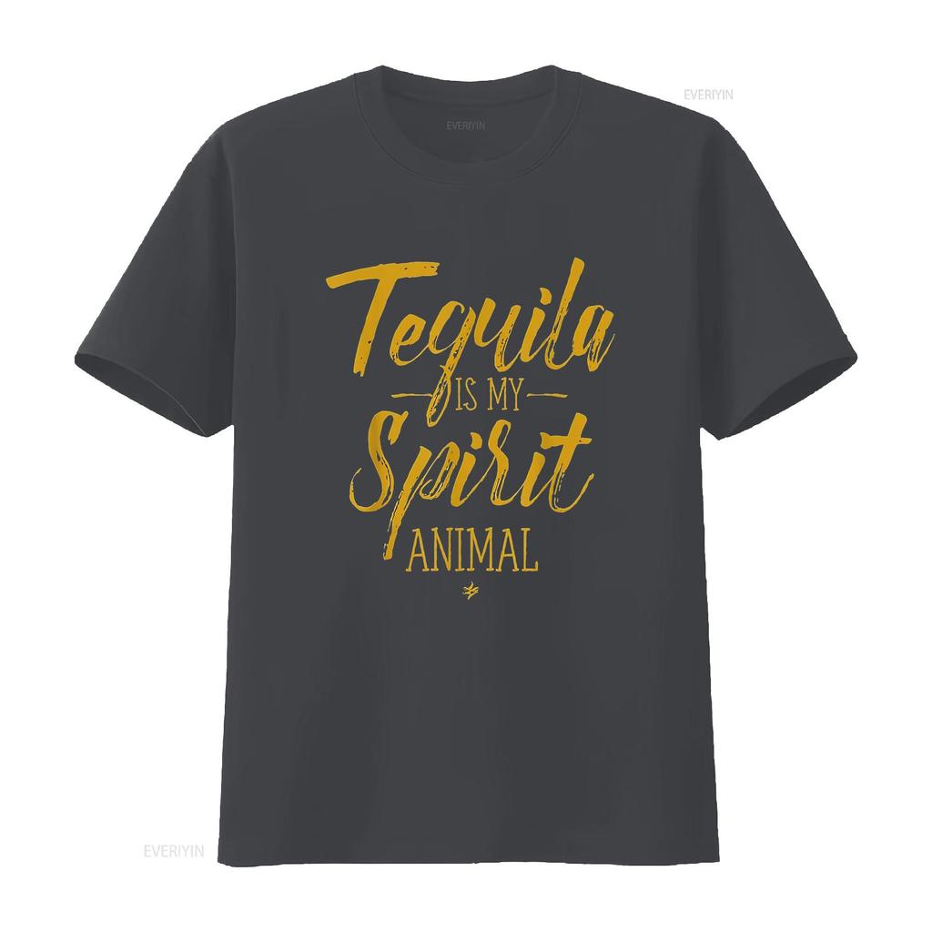 Womens Tequila Is My Spirit Animal T Shirt Black 2XL vintage Washed Breathable Slightly Versatile streetwear Stylish fashion