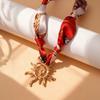 European and American Jewelry Gold Sun Pendant Contrasting Color Silk Scarf Necklace Light Luxury High Temperament Fashion Collarbone Chain Women