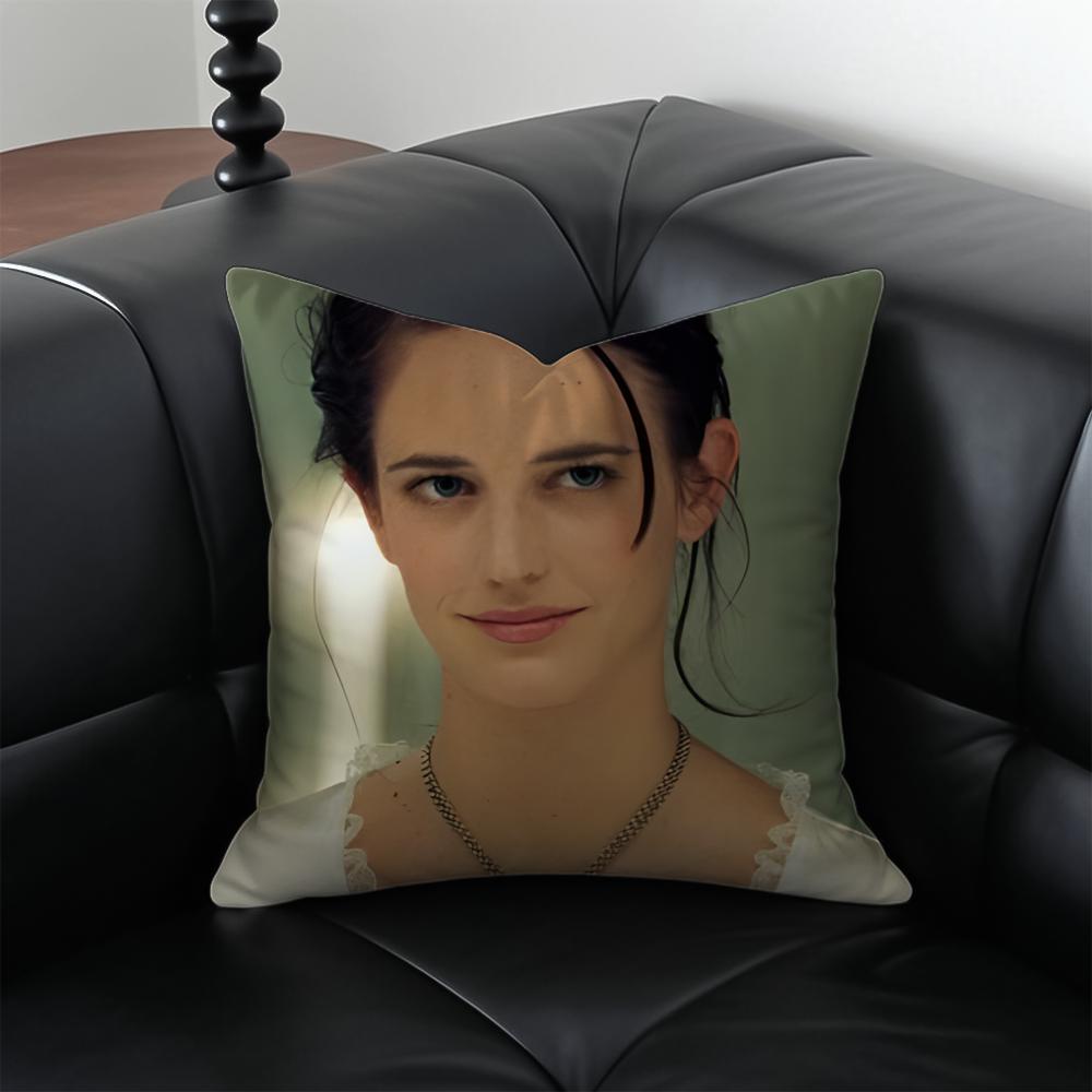 EEva Green Cushion Cover Pillow Case Antidustmite Invisible zipper silky plush cushion