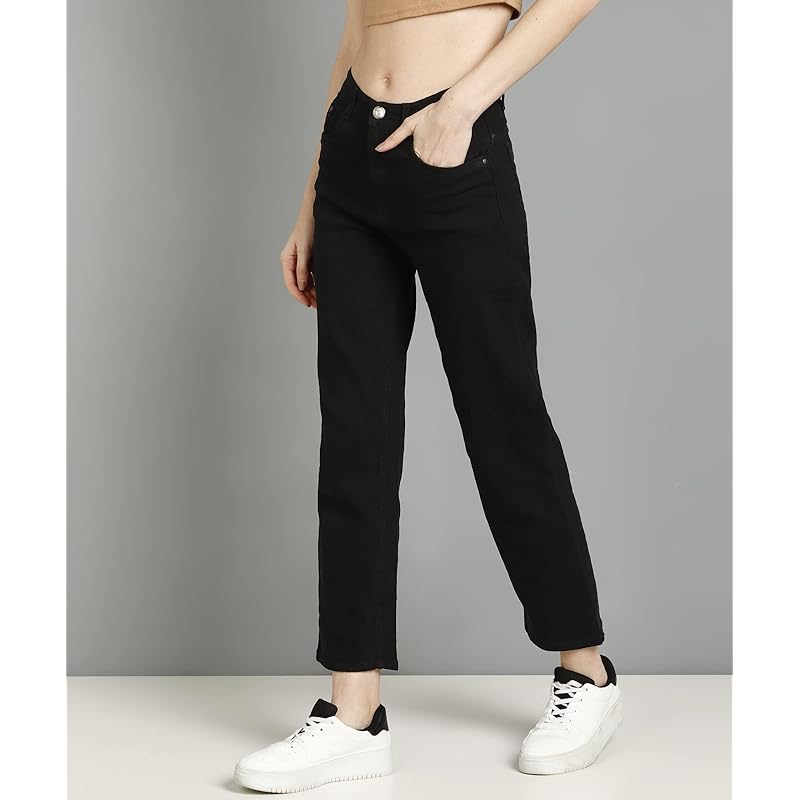 Nifty Women s Denim Straight Fit Boyfriend Jeans (Jean_1439_BLK_32_Black_32) 26 чёрный