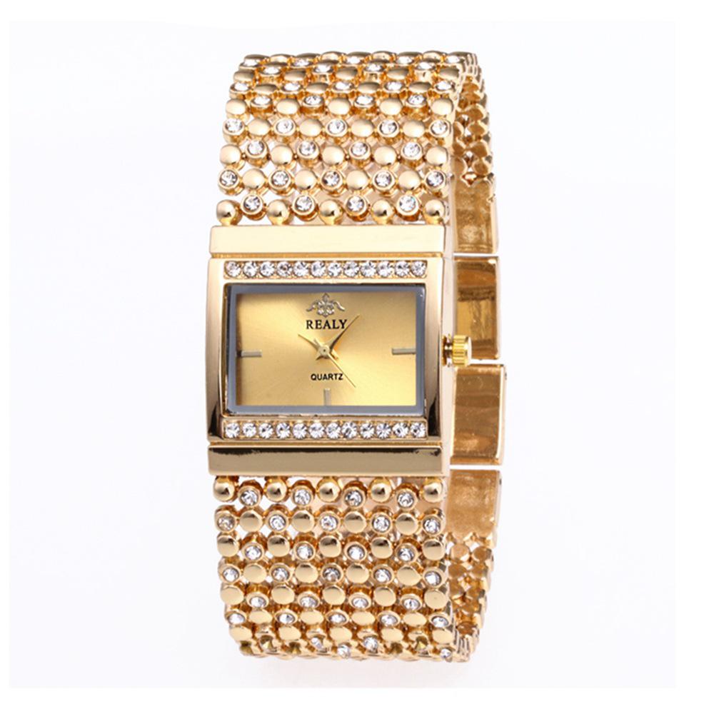 Modische Damen-Quarz-Armbanduhr mit Strasssteinen und Stahlarmband