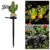 Solar Powered Garden Lights Cactus Light Resin Pathway Waterproof Flowerbed Illumination LED Light with Stake for Yard Patio Lawn Decor Energy Saving