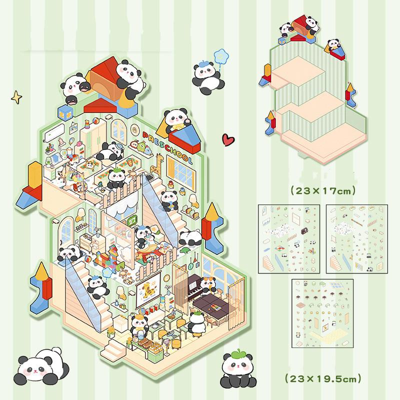 

1 комплект больших размеров DIY Декор Ландшафтный дизайн Наклейка Миниатюрная Милая мультяшная Панда Кролик Сцена Сложенная Наклейка Милые Студенческие Принадлежности 23*19.5cm