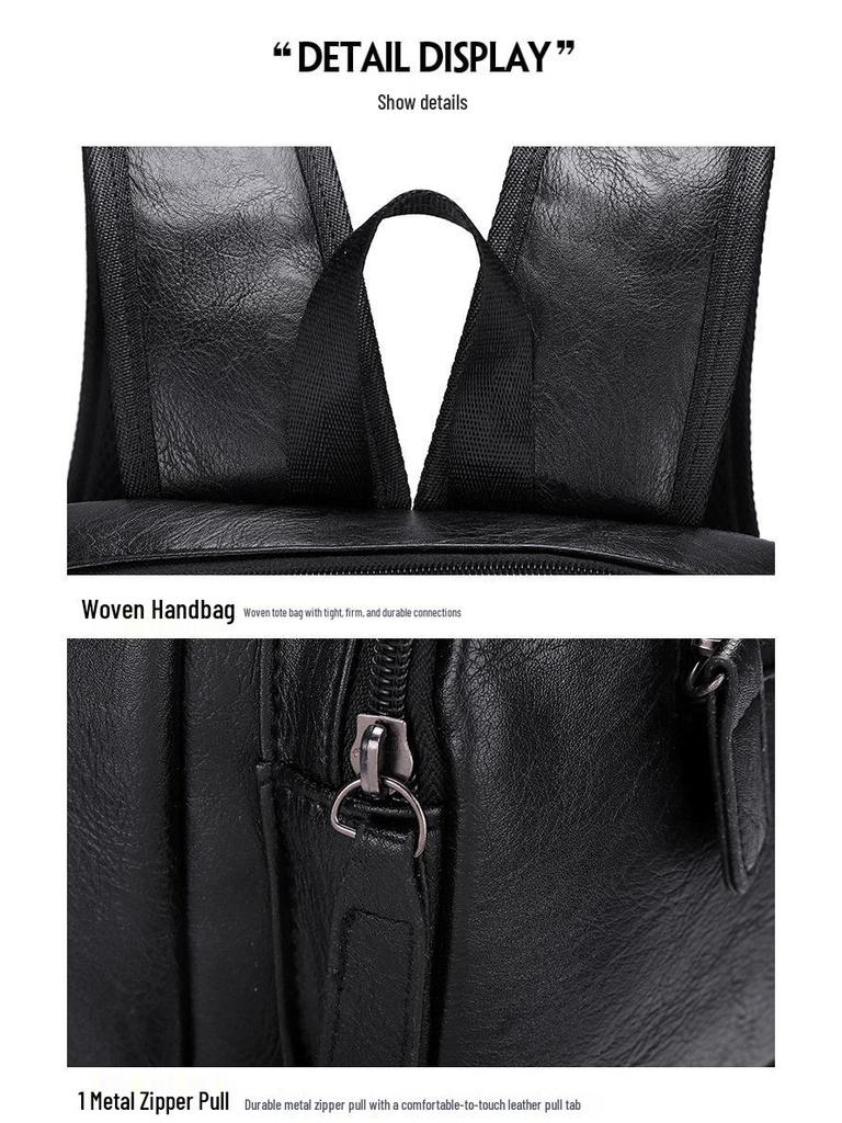 Men's PU Double Shoulder Computer Bag - Casual Business, Trendy Fashion, Large Capacity Travel Bag