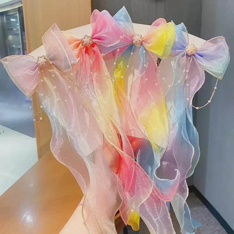 Rainbow Bow Braided Headband & Hair Clip Set for Girls - Spring/Summer Hair Accessories