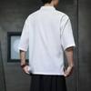 Men Linen Shirt Summer Light Thin Short Sleeved Streetwear Loose Oversize Casual Chinese Style Shirt Tang Suit Hanfu