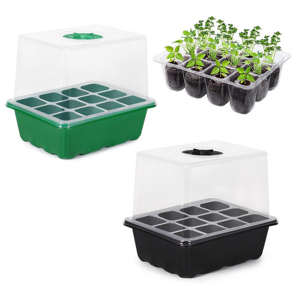 6/12Cells Seeds Starter Tray Seeds Germination Adjustable Humidity Vent Plant Nursery Box Bonsai Seedlings Growing For Gardening